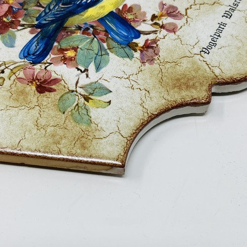 Vintage Vogelpark Walsrode Germany Bluebird Hanging Wall Tile Trivet Ceramic - Picture 5 of 19