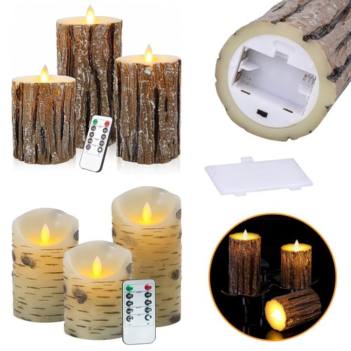 Set of 3 LED Flameless Pillar Candles Flickering Battery Operated With Remote - Picture 3 of 24