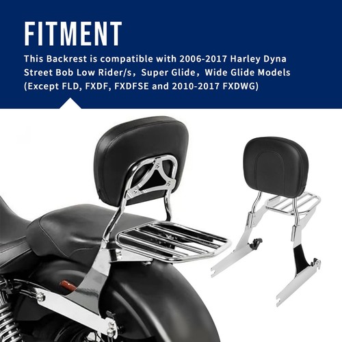 Backrest Sissy Bar with Luggage Rack for Dyna Low Rider Super Glide 2006-later - Bild 2 von 6