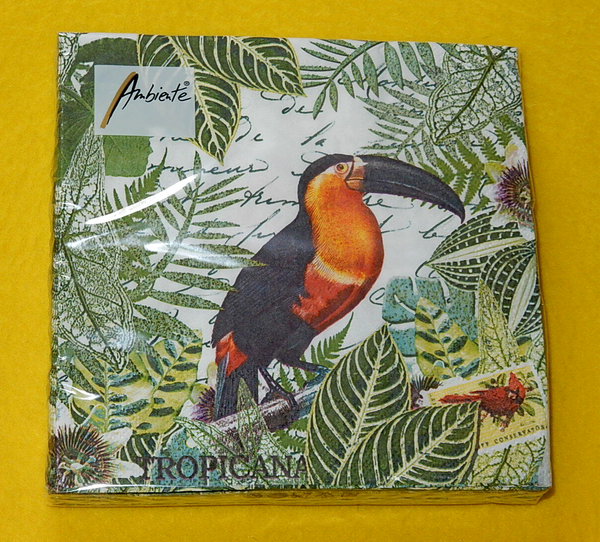 20 Servietten Tukan Dschungel 1 Packung Vogel Schrift Motivservietten Ambiente-image