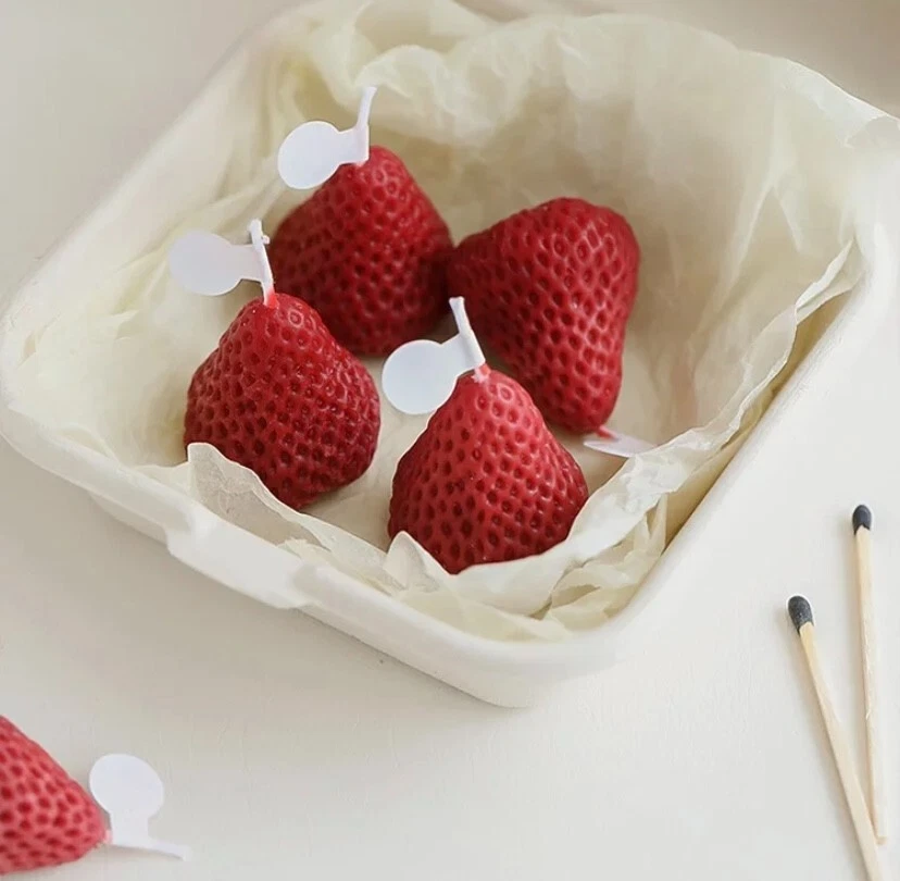 10 Strawberry Shaped Scented Candles, Birthdays, Weddings, Aromatherapy - Image 2 of 4