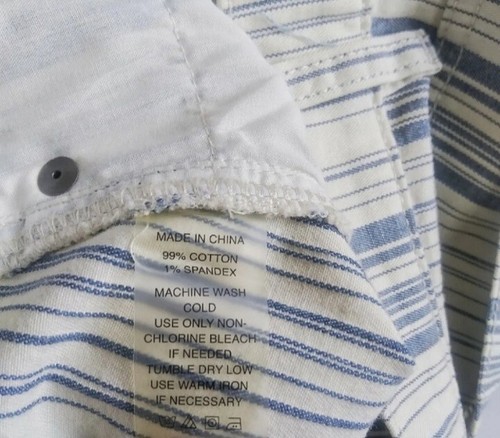 TWO by VINCE CAMUTO SZ 10 Short Skirt Blue Ivory Striped Denim Pockets Casual - Picture 5 of 8