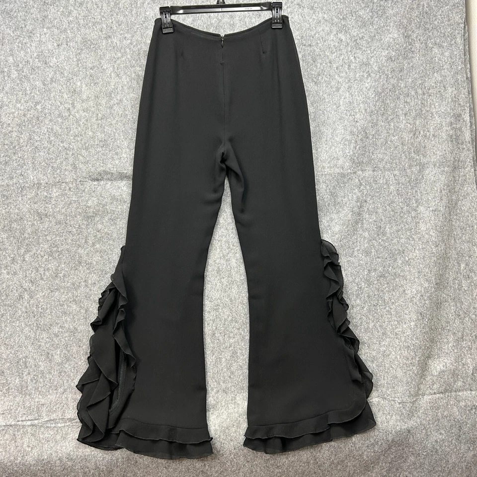 Pantalones de pierna acampanada con volantes Joseph Ribkoff de Ribkoff Trends para mujer talla 26 en gasa negra Foto 2 de 4
