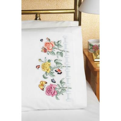 JANLYNN Premium Pillow Cases 2pk for Stamped Embroidery ROSE GARDEN