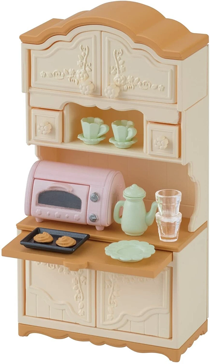 Sylvanian Families Calico Critters Vintage Retired Kitchen Fridge Sideboard  Cooker Food Rabbit Raccoon 