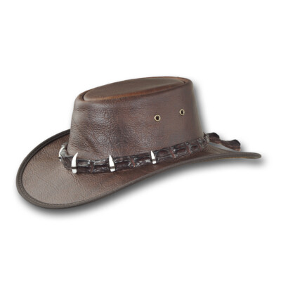 Barmah Hats Squashy Bison Outback Crocodile Leather Hat - 1033