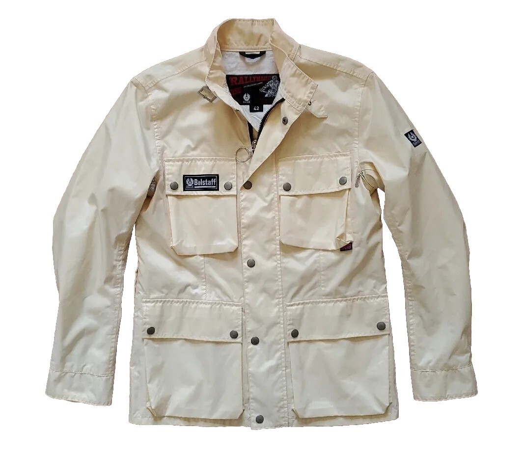 Belstaff Jacket Rallymaster 350 Pro Womens Size M 42 Ivory Nylon