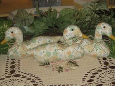 Cottage Decor 3 Ducks Bowl Fillers Fabric Handmade Gift Cottagecore Centerpiece