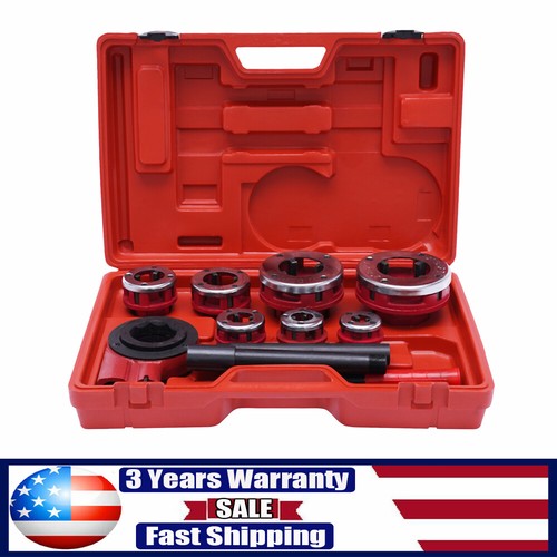 7 Size(3/8''-2")Dies Hand Ratchet Pipe Threader Set Plumbing Reversing Knob Tool