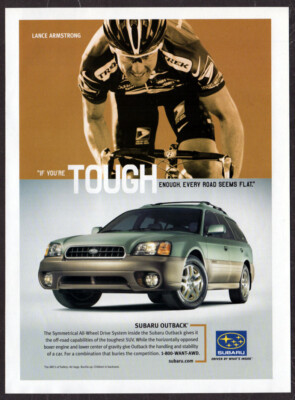 2004 SUBARU Outback Vintage Original Print AD | Lance Armstrong photo USA