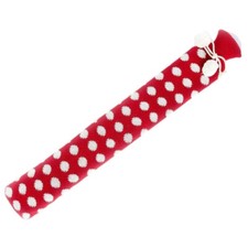 Image of Long Hot Water Bottle Boxed 80cm Fur Covers Cream Tartan Spotty Knit Warmies 2L