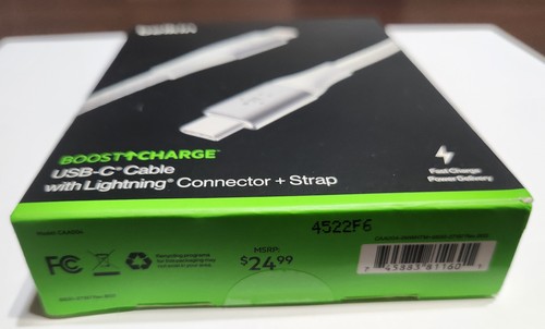 NEW White Belkin Boost Charge Braided USB-C to Lightng Cable 6.6ft/2M - CAA004 - Picture 3 of 9