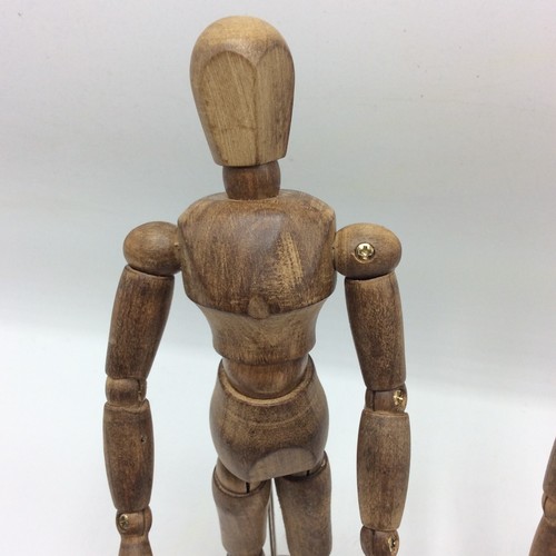 2 Estatuillas Articuladas Arte Madera Morilla Años 50 Maniquí 8.5" Alto Bodegón - Imagen 9 de 21