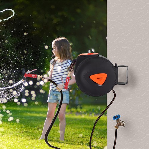 BESTSOON Retractable Garden Water Hose Reel Storage Gun Rewind Wall Mount - Picture 11 of 15