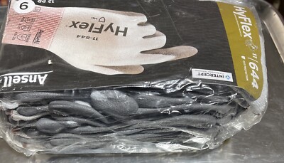12 Pairs ANSELL 11-644 HyFlex  Gloves Cut Resistant Gray Size 9