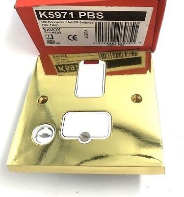 MK Savoy Plus 13A Switched Spur Connection Unit with Flex outlet K5971 PBS Brass 