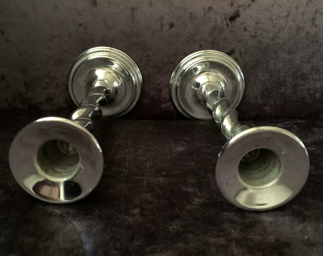 A Pair Of Art Deco Chrome Barley Twist Candlesticks eBay