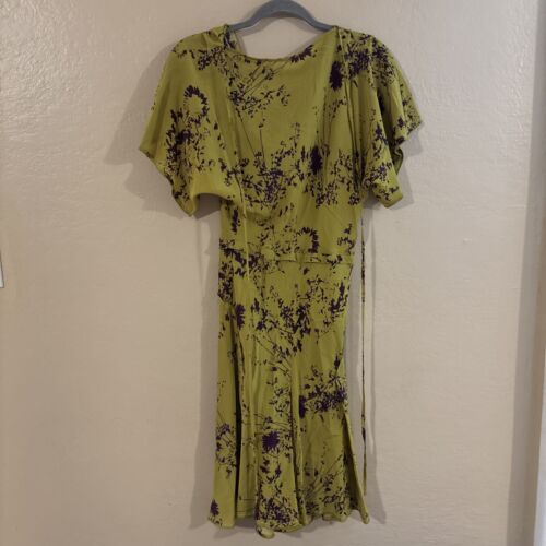 Victoria Beckham Dress Womens Size 2 Yellow Ochre Draped Sleeve Cutout Mini NEW - Picture 3 of 10