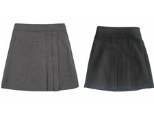 Girls School Skirts Half Elasticated Waist Girls Side Pleat Three Pleat Skirts