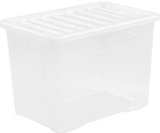 80L Clear Plastic Storage Boxes With Lids Home Office Kitchen Large Stackable