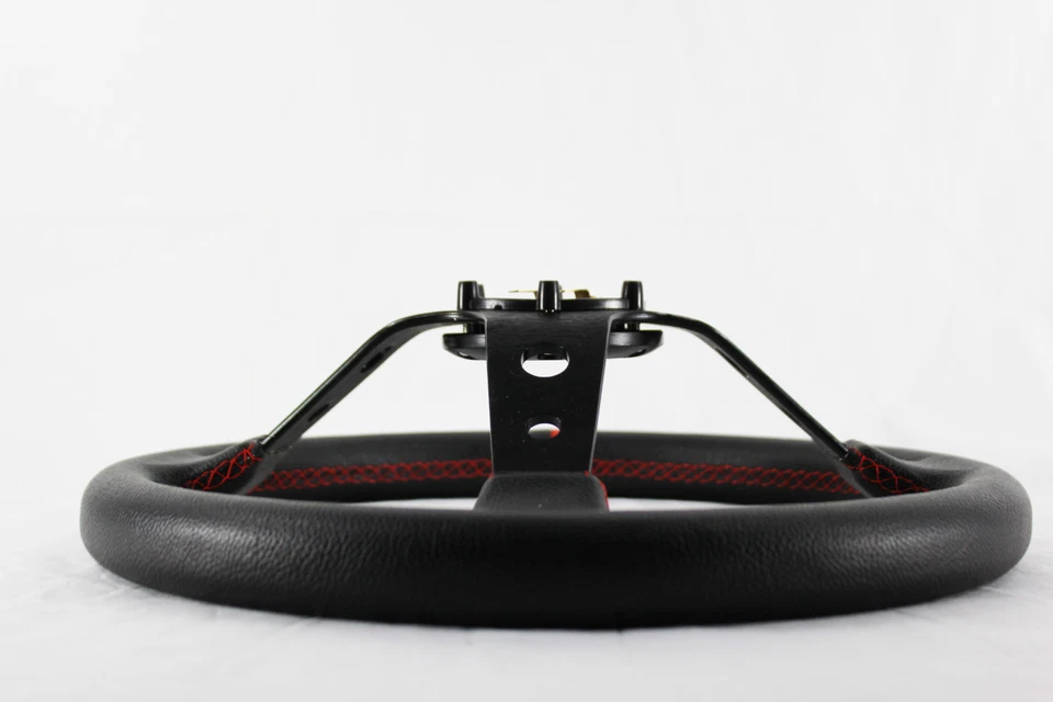 Volante universal de 6 orificios plato profundo negro centro raya roja para Acura Honda Foto 3 de 4