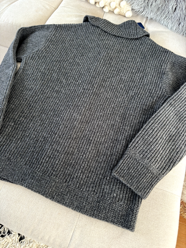 Polo RALPH LAUREN SHAWL CARDIGAN Waffle-Knit Wool dark grey men’s size L Large - Picture 14 of 23