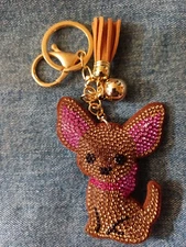 CHIHUAHUA KEYCHAIN / BACKPACK CLIP-RHINESTONE-NEXT DAY SHIPPING