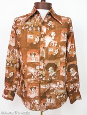Rare Vtg 70's Kennington Shirt Br Multi Disney Characters In Famous Portraits Md