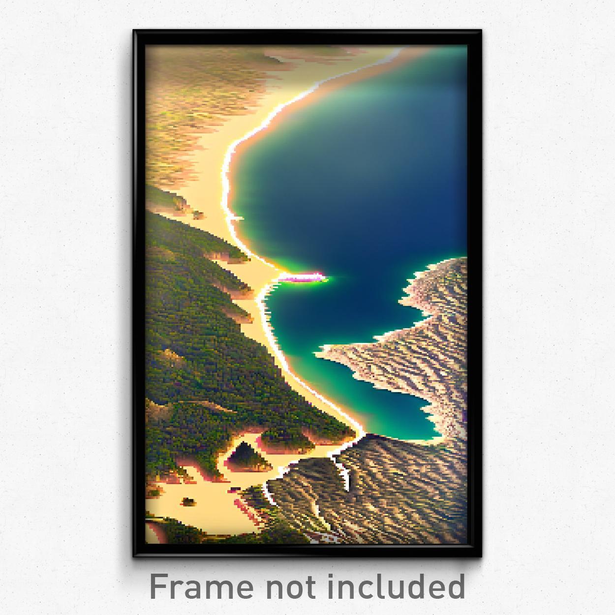 Pixel Art Poster of Measly Peninsula 8 Bit Psychedelic Trippy Video Game Print