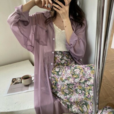 Women Sheer Blouse Cardigan Thin Coat Kimono Tops Kaftan Loose Summer Beach