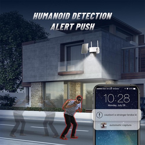 Solar Battery Powered Wireless WiFi Outdoor Pan/Tilt Home Security Camera System - Picture 17 of 71
