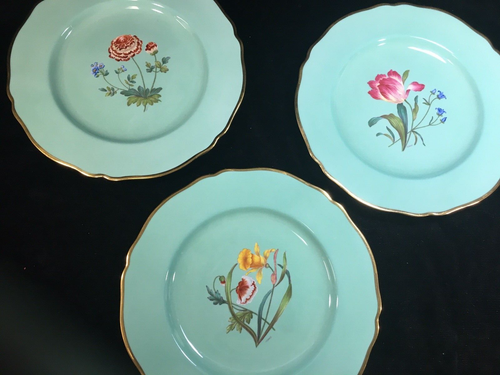 (11) c1900 Spode Copelands HandPainted Celadon 10.5 DINNER PLATES A. Ball Y4593 - Picture 4 of 12