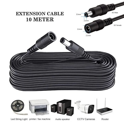 5 V 12 V 24 Verlängerung DC Power LED Licht/CCTV 10 M Kabel 5,5 mm x 2,1 mm Stecker Buchse
