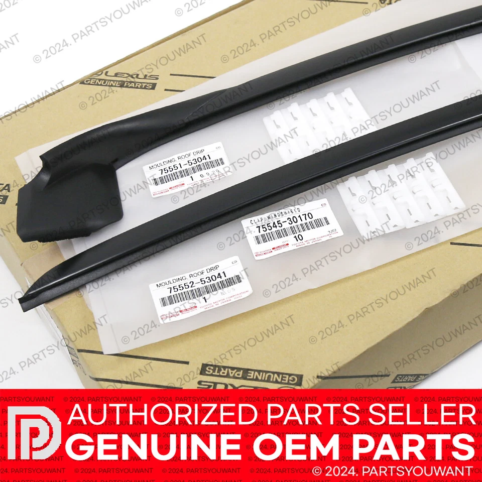 GENUINE Lexus IS250 IS300 IS350 Front Windshield Moulding + Clips Left Right SET - Imagem 2 de 4