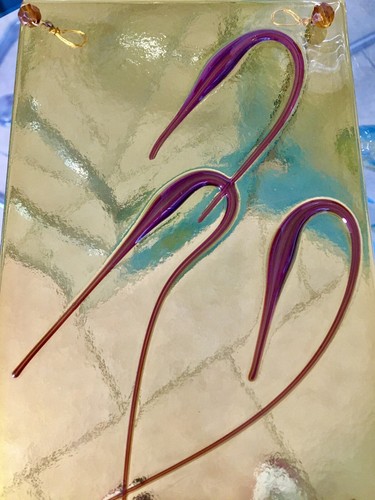 Fused Art Glass panels w/ hanging hooks - Bild 4 von 11