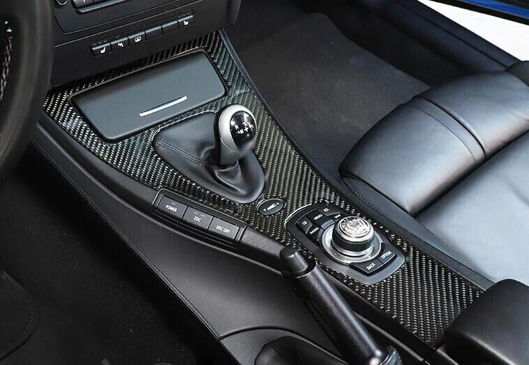 Cubierta de cambio de marchas de consola central de fibra de carbono real para BMW M3 E90 2008-2013 Foto 4 de 4