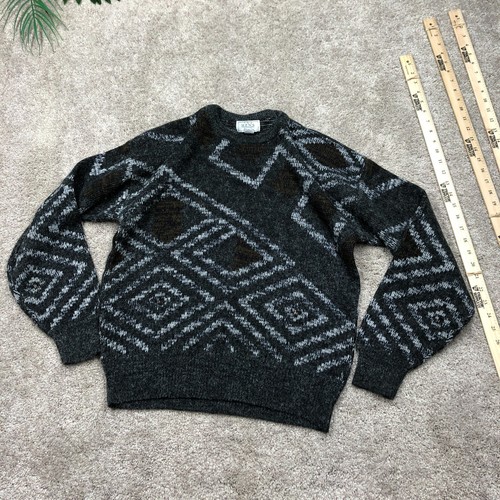 Vintage Sears Sweater Mens Large Nylon Acrylic Knit Abstract Hipster Classic 90s