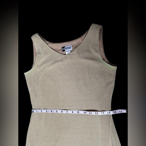 VTG 80s TOGETHER! Metallic Gold Bodycon Flapper Fringe Dress M USA Nylon Spandex - Picture 8 of 10