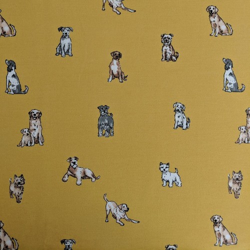 Shabby Dogs Design Cotton Rich Linen Fabric Curtaining & Upholstery 54" Wide - Picture 13 of 18