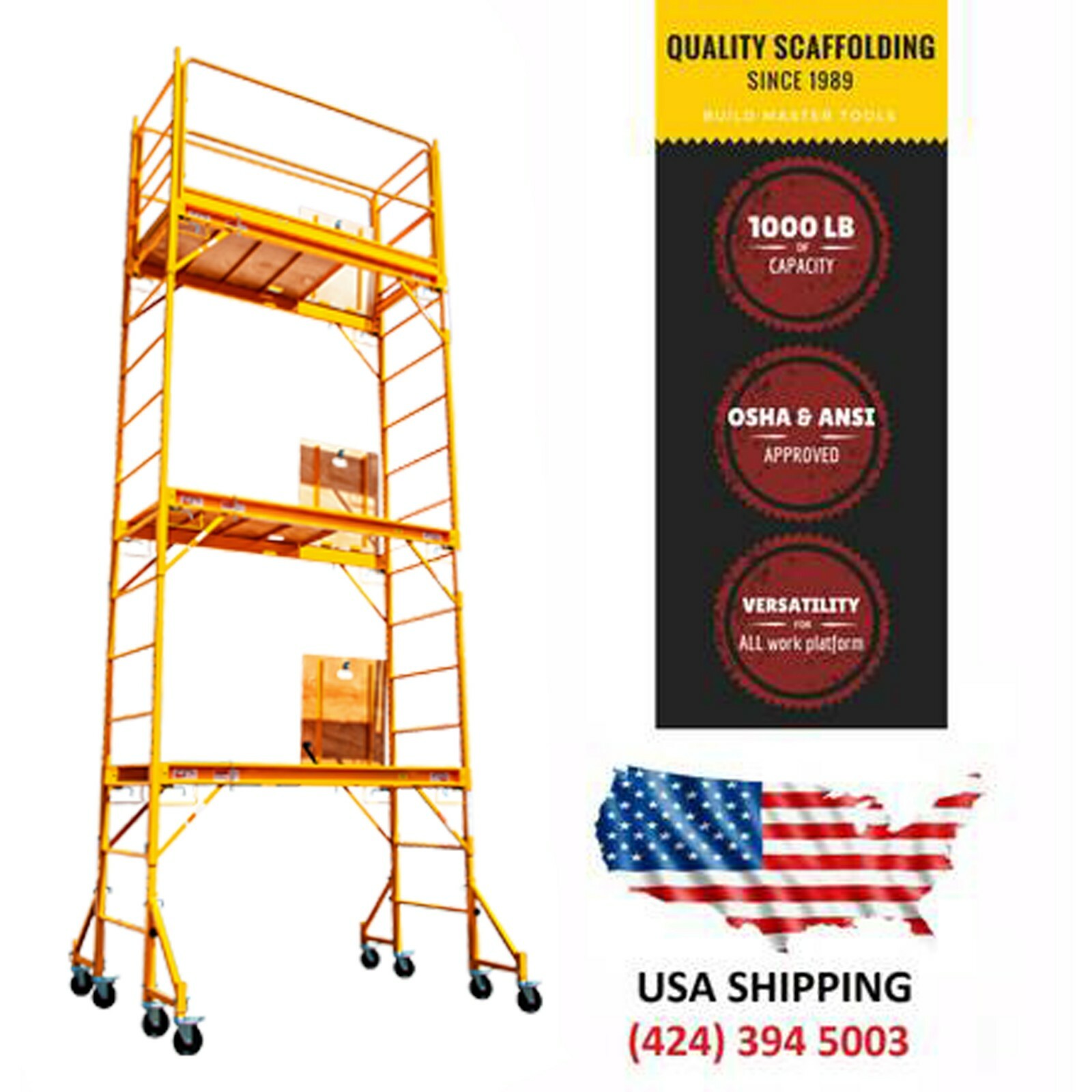 SCAFFOLDING 18 FT "BUILDMASTER" W/Guard Rail &Outriggers Painting Drywall