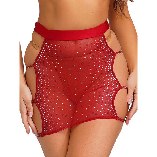 Minifalda corta ceñida al cuerpo cintura elástica malla transparente para fiesta para mujer - Imagen 14 de 79