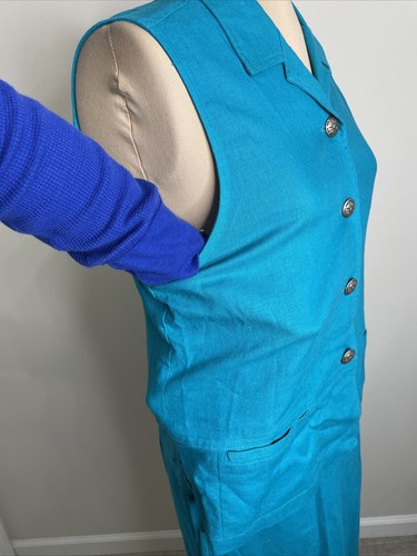 Stonebridge Mujer Azul Teal Falda Top Conjunto Dos Piezas Traje de Negocios De Colección Talla M - Imagen 4 de 12