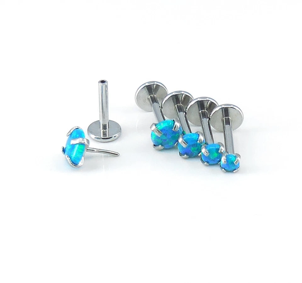 Pendientes de ópalo de océano azul aguamarina anillos de nariz 18G 16G 20G 2-4 mm Foto 2 de 4