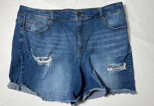 Pantalones cortos de mezclilla Maurices para mujer 20W azul con puños cortados #B-842 - Imagen 1 de 7