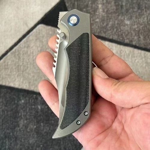 8'' New Fast Opening M390 Blade TC4 Titanium Handle Tactics Folding Knife VTF24 - Picture 8 of 9