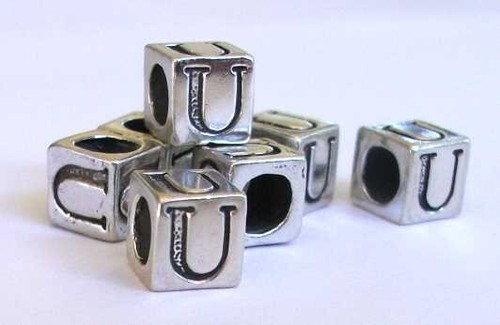 Sterling Silver 4mm Large Hole Alphabet / Letter Beads - Picture 41 of 46