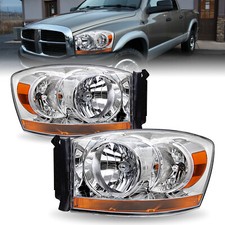 Headlights For 2006 2007 2008 2009 Dodge Ram 1500 2500 3500 Wchrome Bezel Lamps
