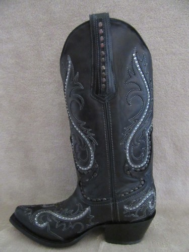 CORRAL G1419 Negro Tachuelas Bordado Cristales Puntera de Corte Zapatos EE. UU. 6.5 M Nuevo con Caja - Imagen 9 de 12