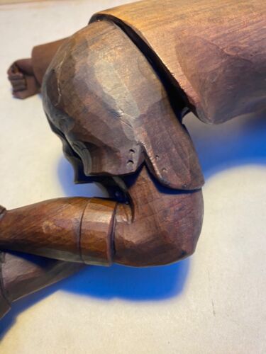 antica lampada da alpinismo tedesca intagliata in legno appena intagliata senza lampada 48 cm di larghezza - Foto 12 di 17