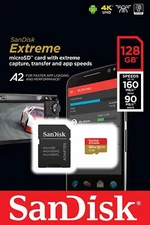 SanDisk Extreme 128GB 160MB/S Class 10 Micro SD MicroSDXC U3 Memory Card SDSQXA1